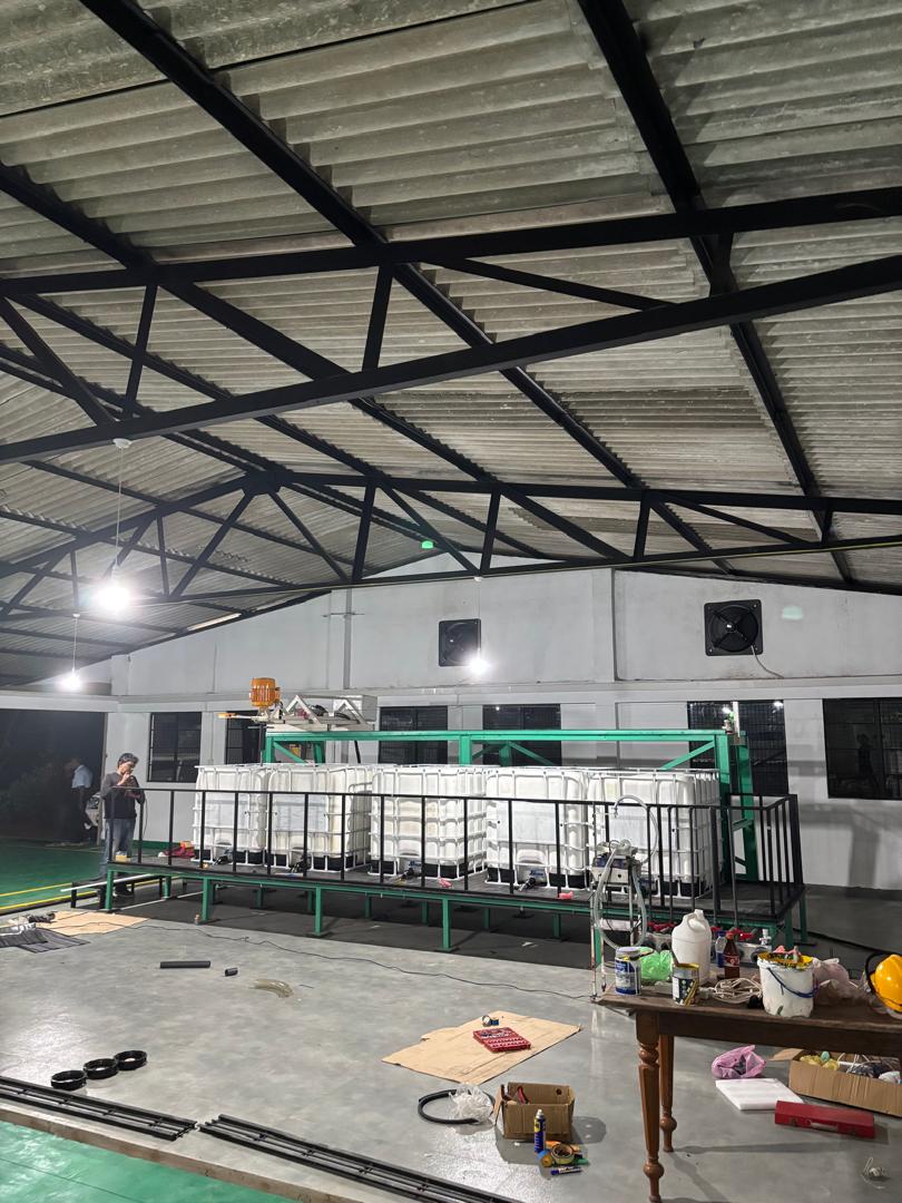 Factory process area during commissioning work